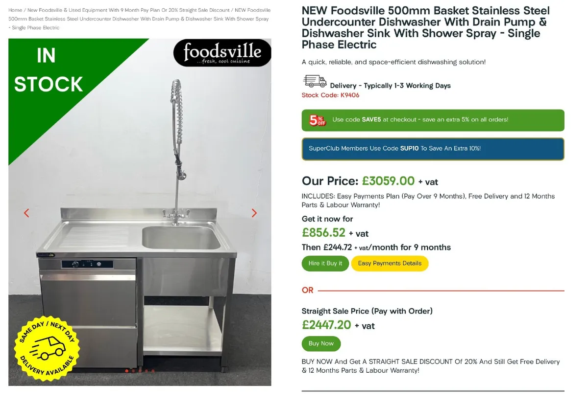 Dishwasher and Sink -Pay Over 9 Months or 20% off - Image 2