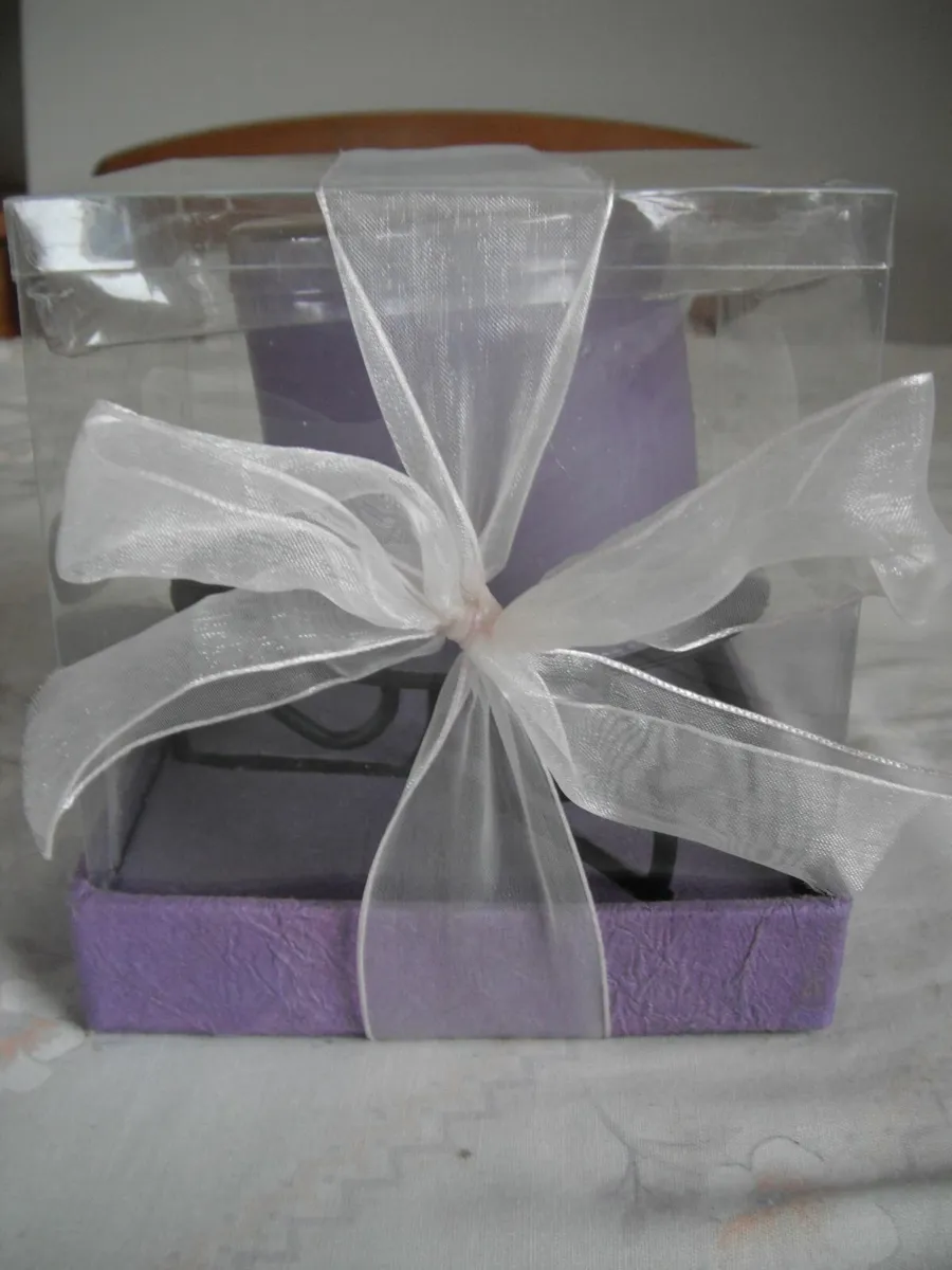 Purple Candle on Wrought Iron Stand for Sale - Image 3