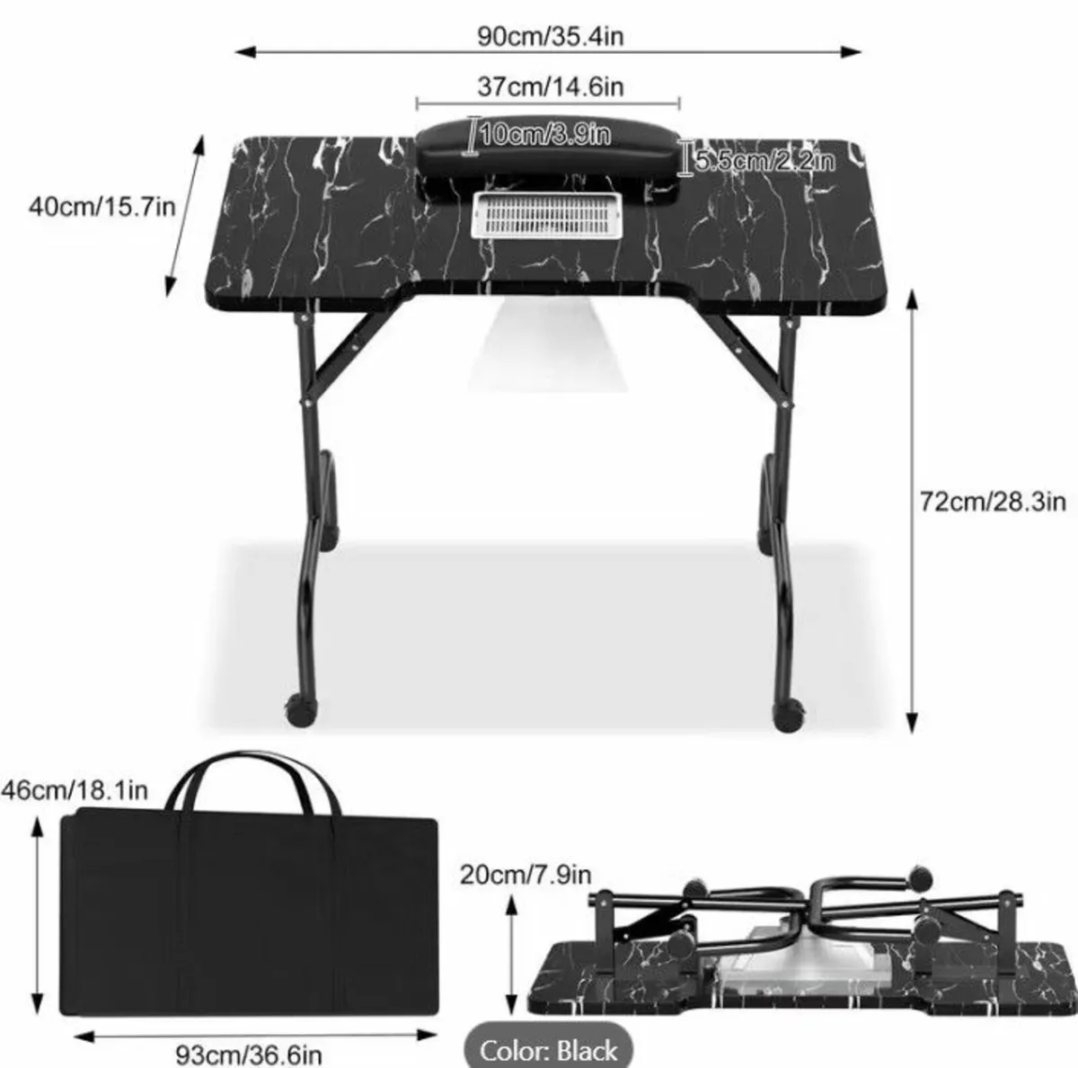 Manicure  Foldable Nail Salon Table - Image 3