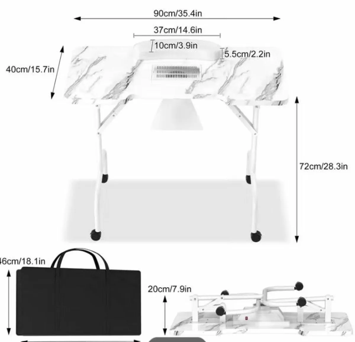 Manicure  Foldable Nail Salon Table - Image 4