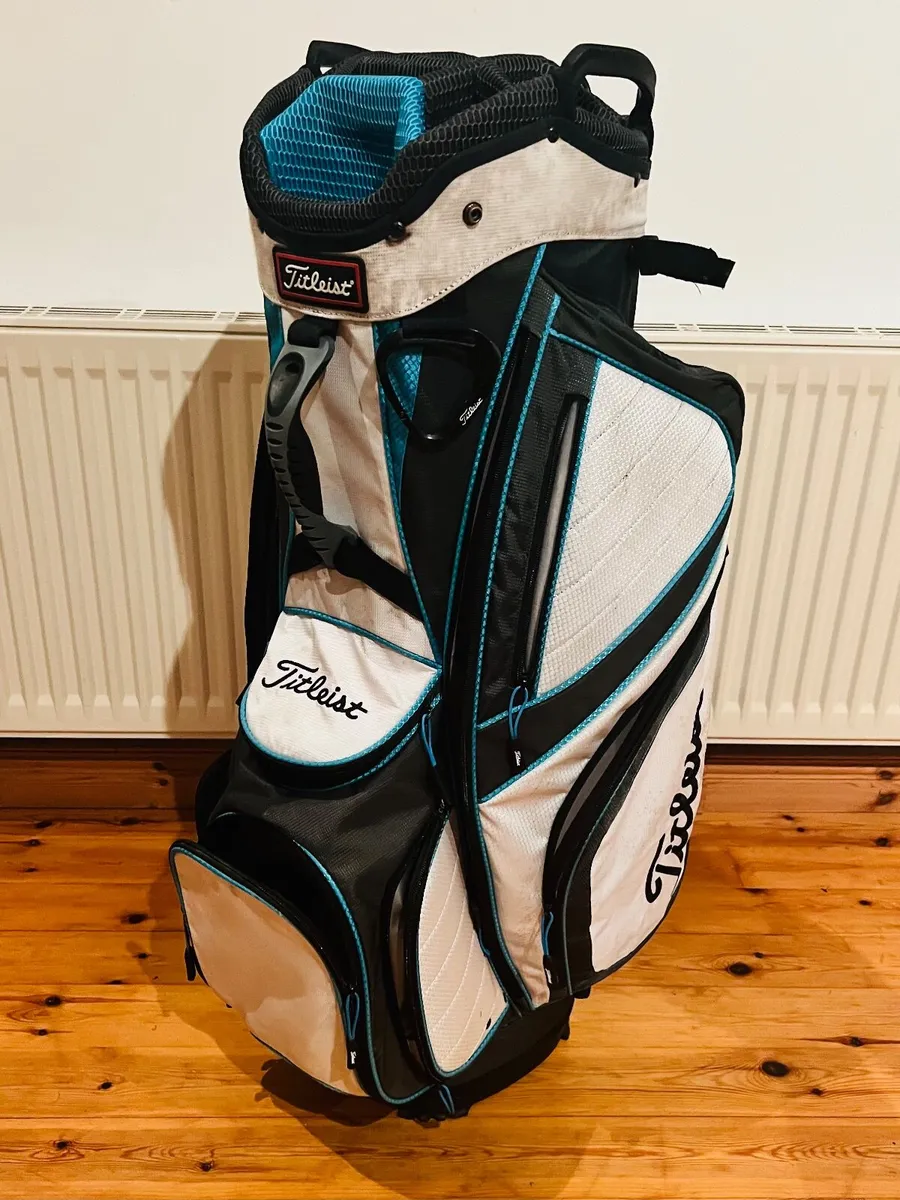 Titleist Cart Bag – White/Black/Blue - Image 1