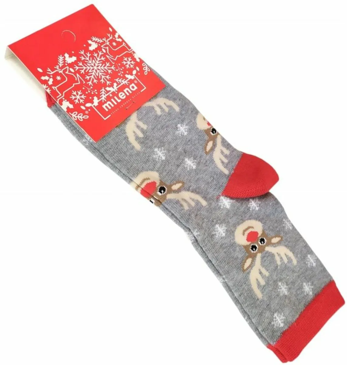 Children's socks REd Christmas Reindeer - Image 2