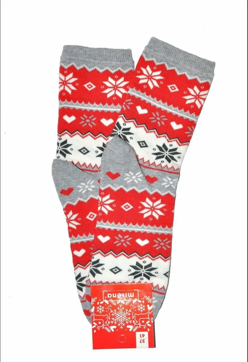 Children's socks REd Christmas Reindeer - Image 4