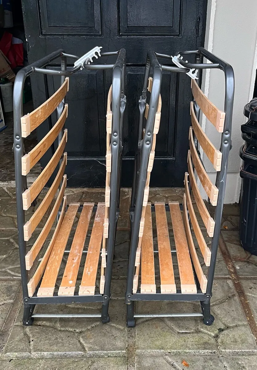 Two folding single beds with mattresses - Image 2