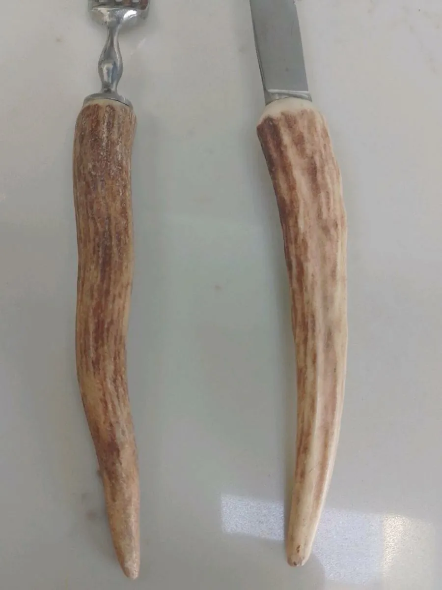 Antique deer stag antler bone handled knife fork - Image 4
