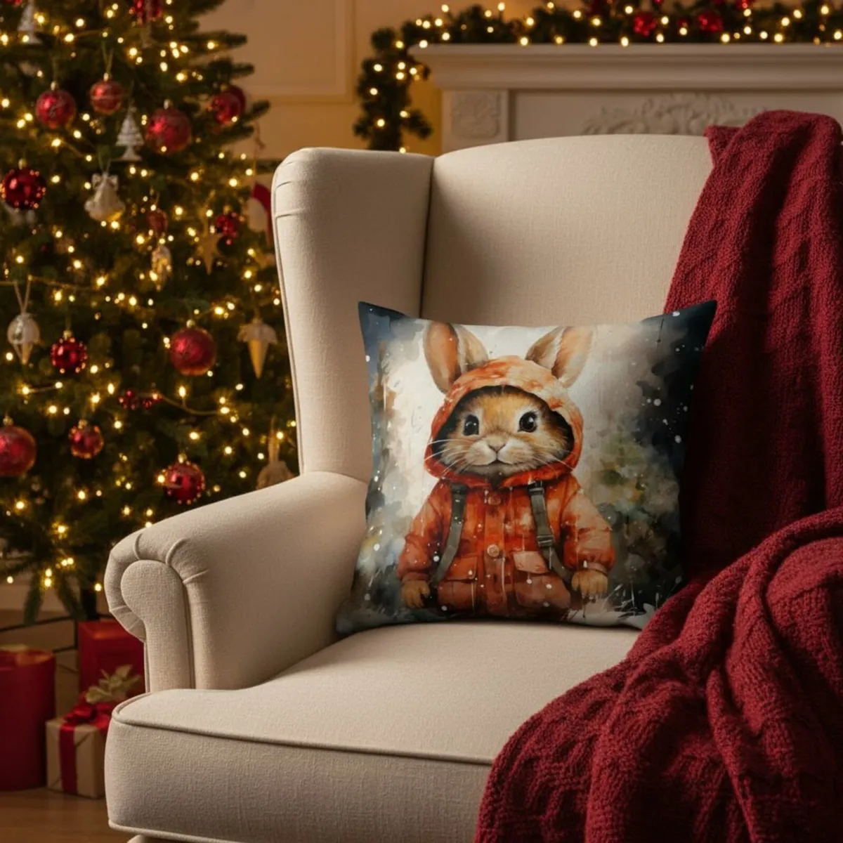 Velvet Christmas chushion handmade - Image 2