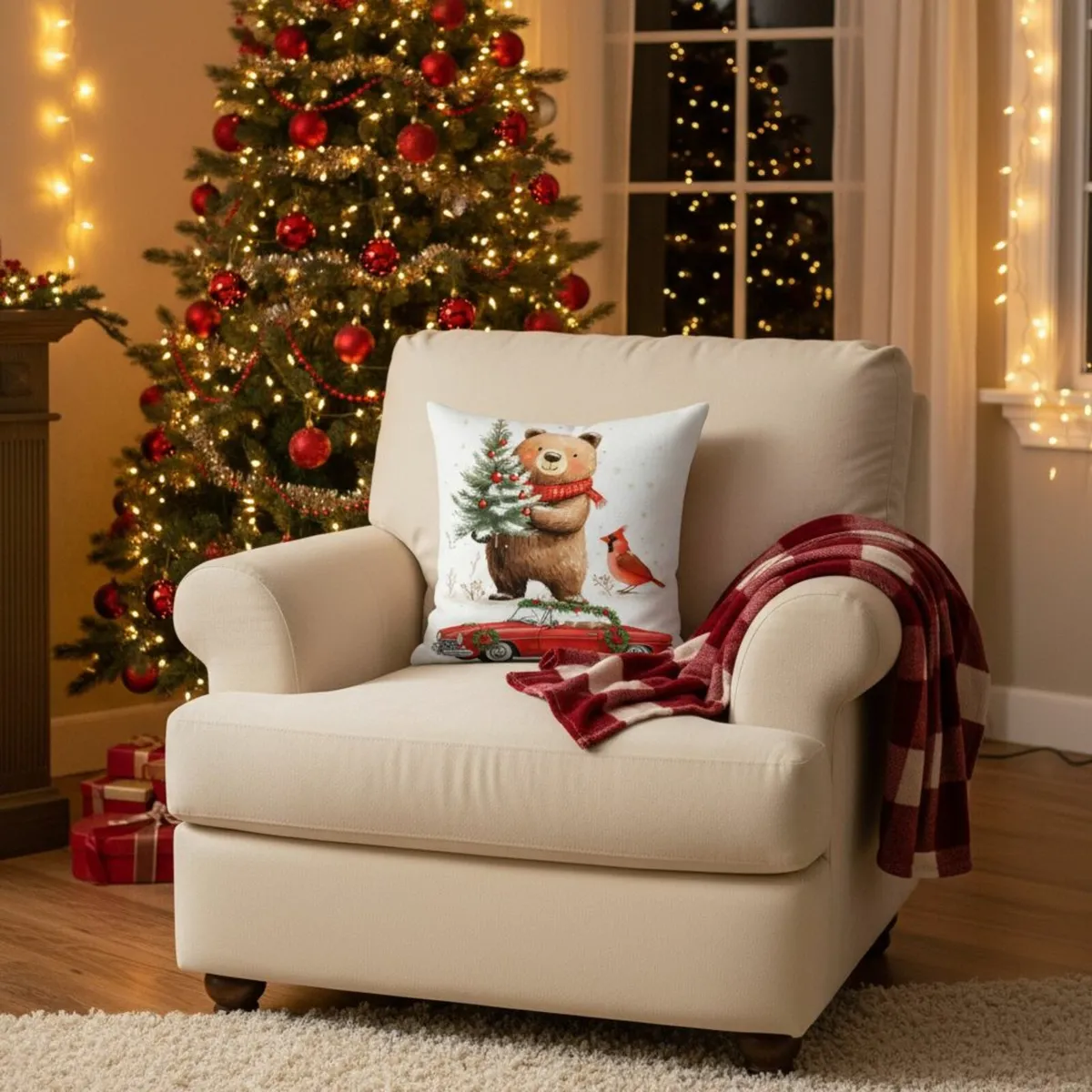 Velvet Christmas chushion handmade - Image 3