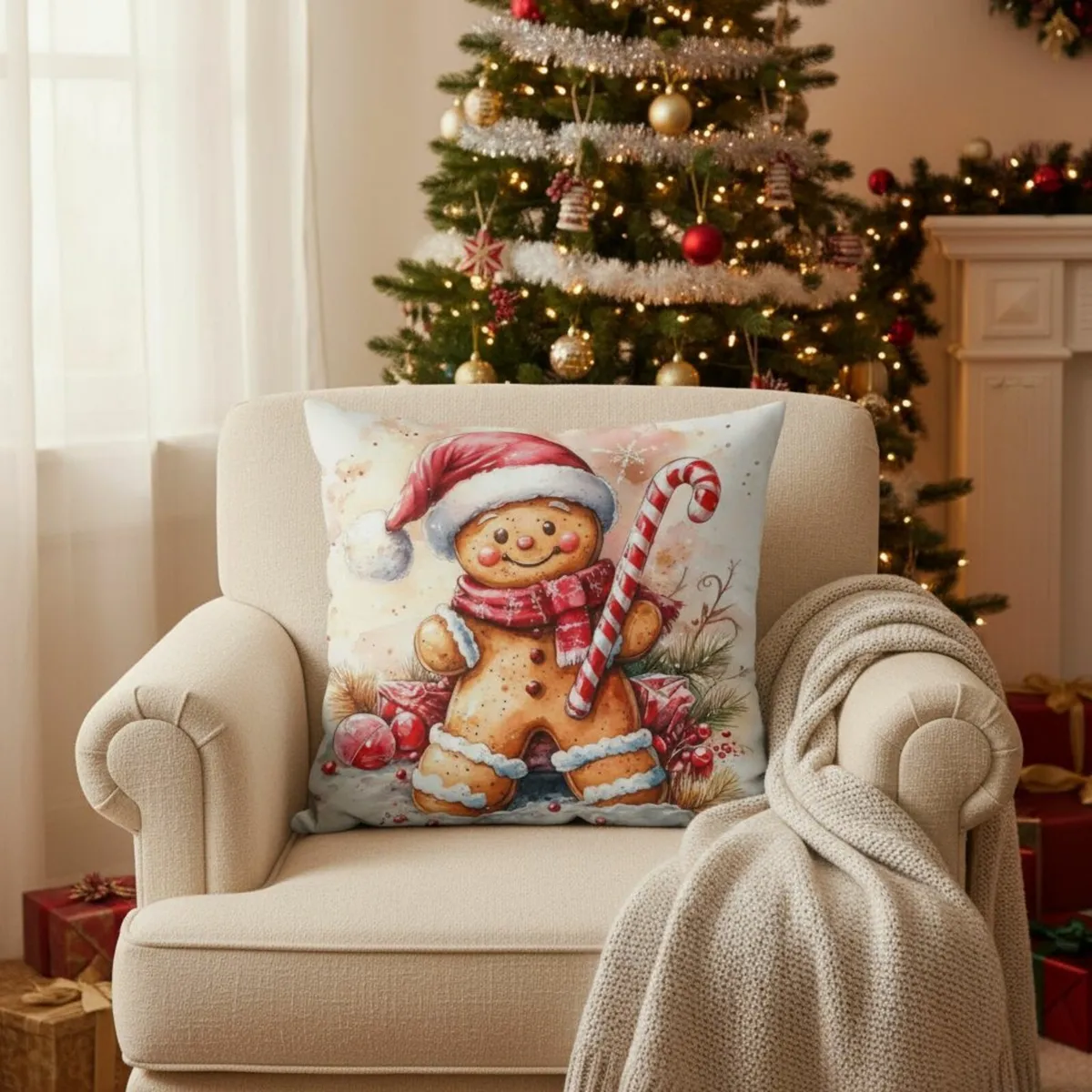 Velvet Christmas chushion handmade - Image 1