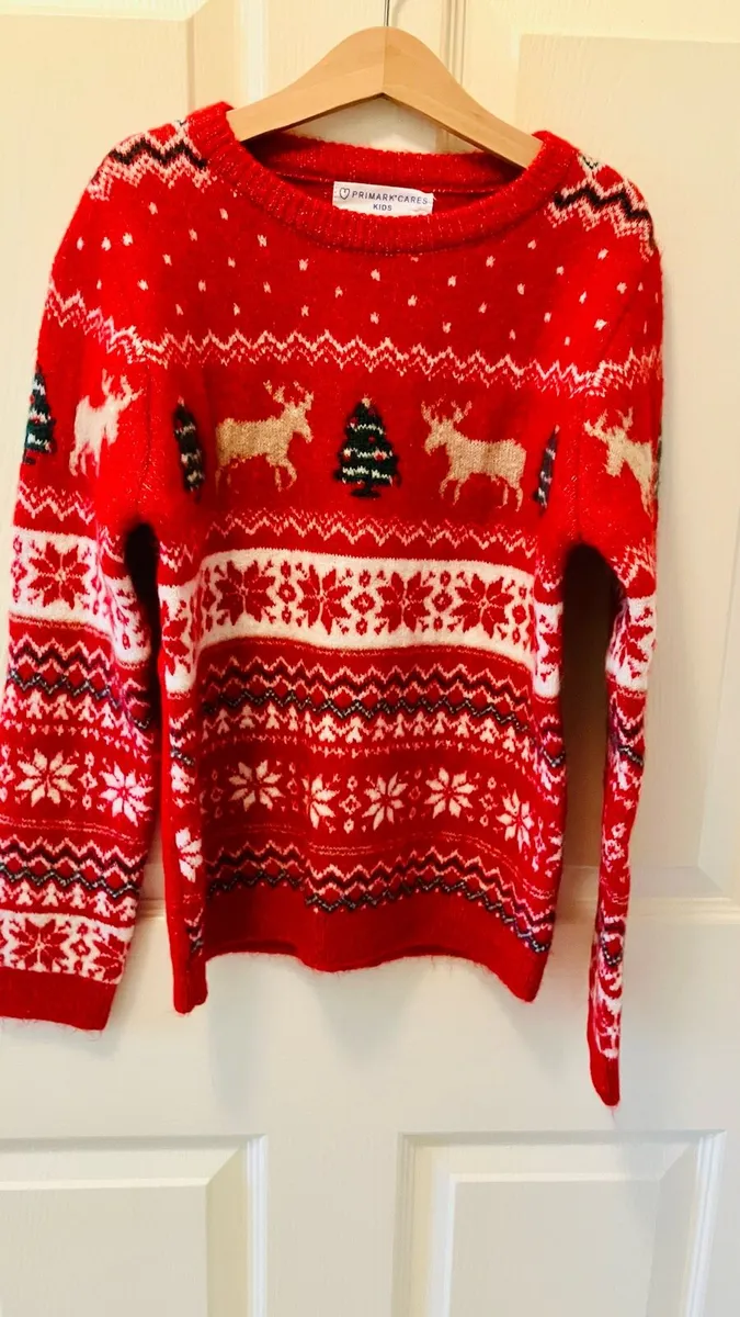 New fair aisle style Christmas jumper red cream - Image 1