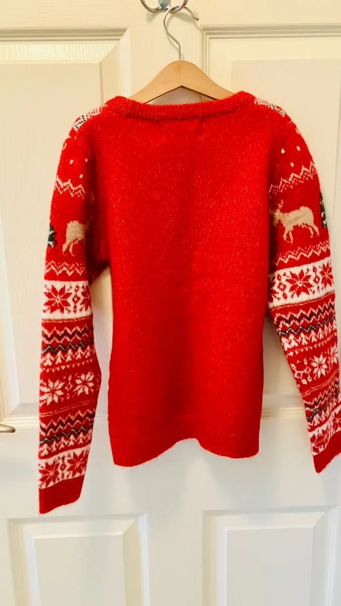New fair aisle style Christmas jumper red cream - Image 2