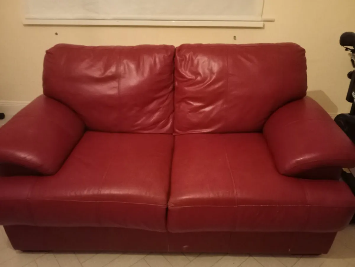 Two Seater Leather Sofa - Image 1