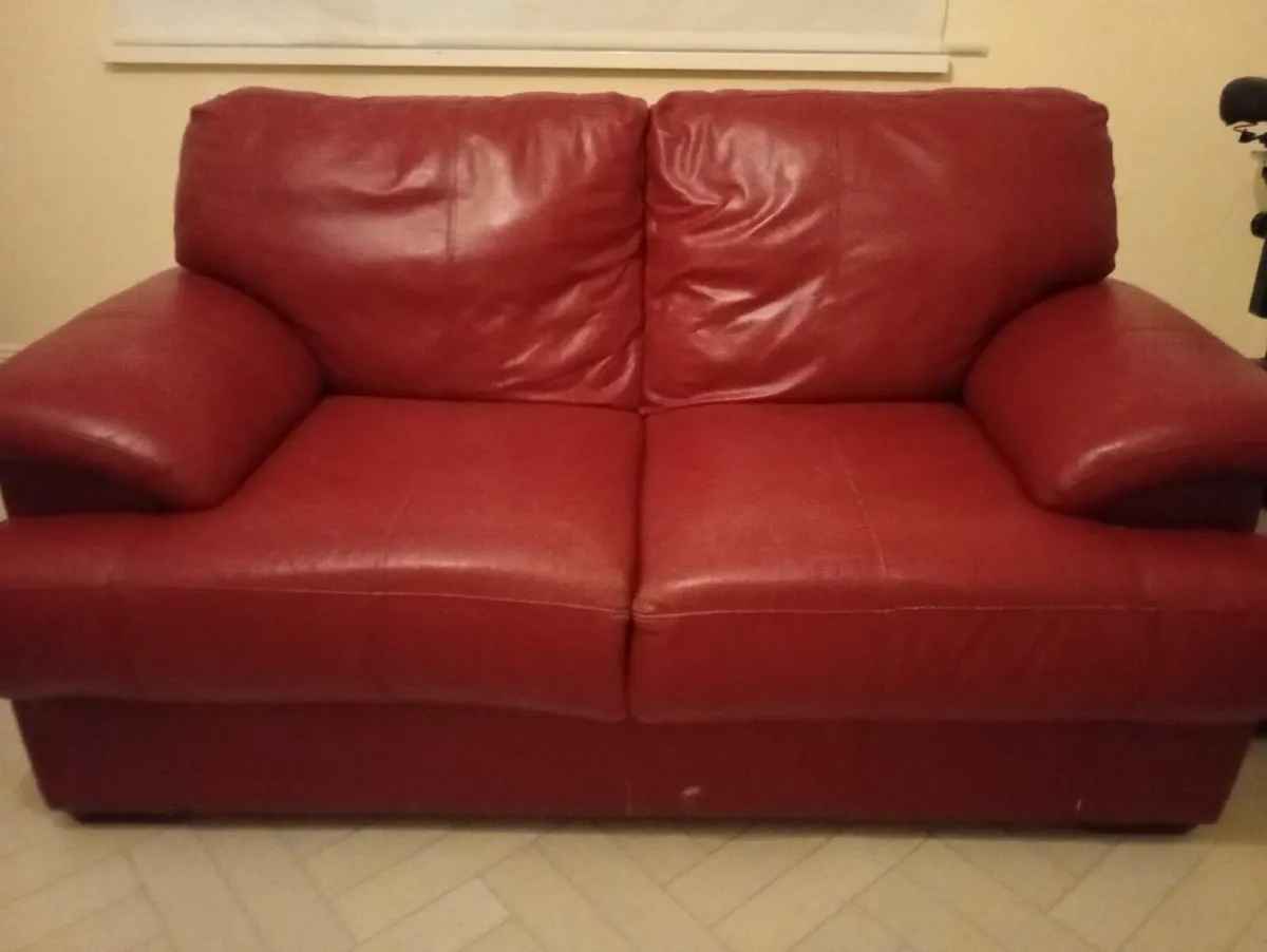 Two Seater Leather Sofa - Image 2