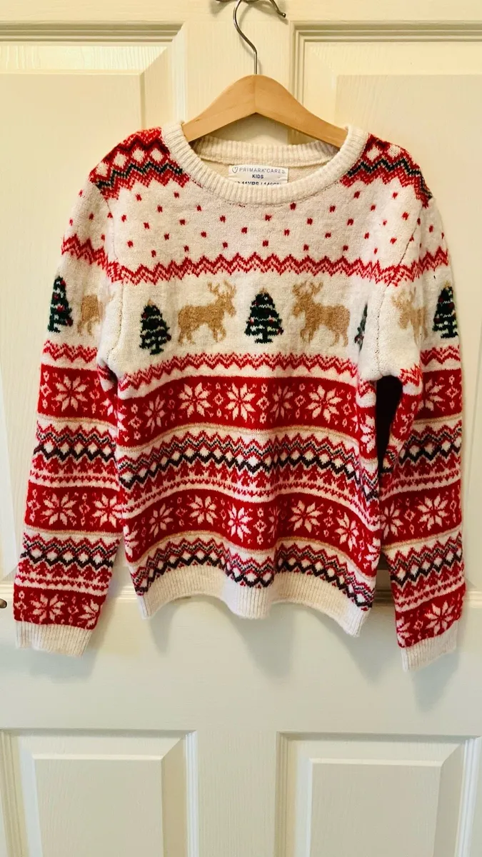 New Fair isle style christmas jumper kids cream - Image 1