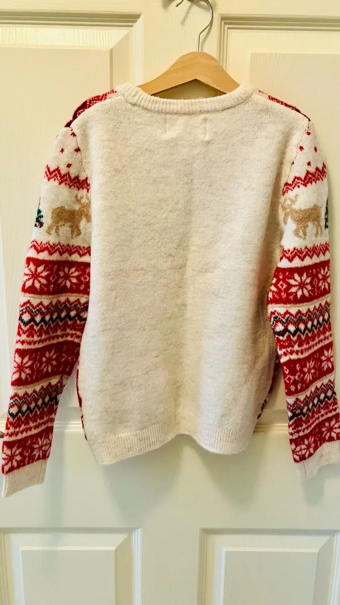 New Fair isle style christmas jumper kids cream - Image 2