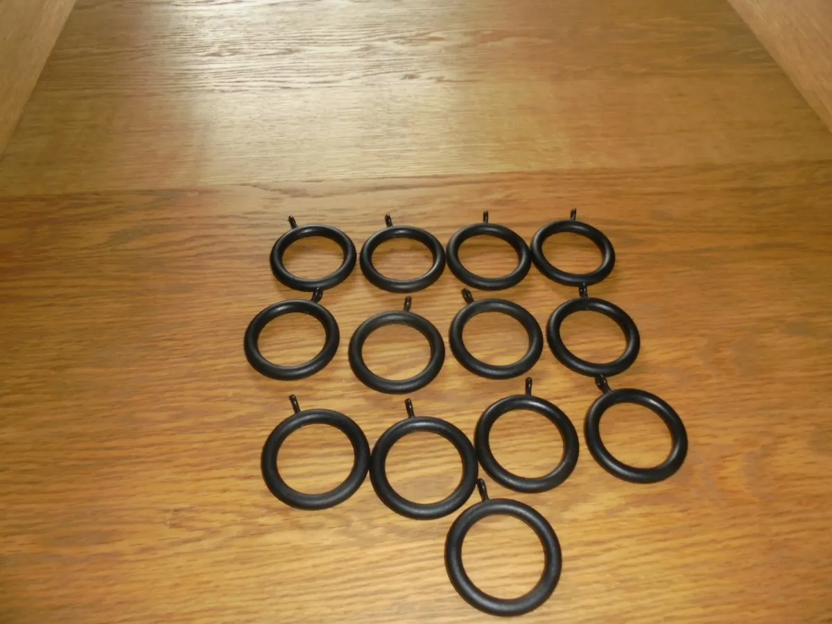 Black Wooden Curtain Rings with Eyes x 13 for Sale - Image 1