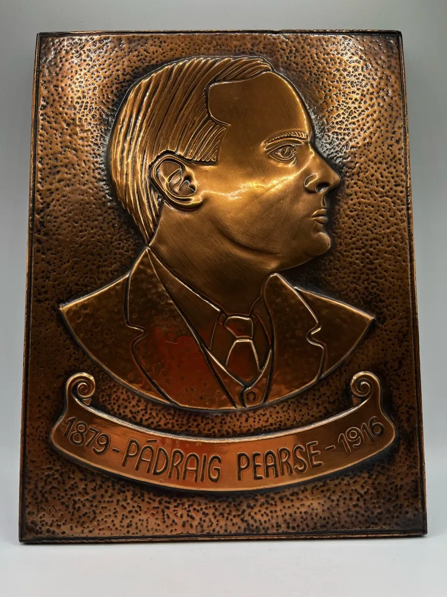 Vintage Pádraig Pearse copper wall plaque