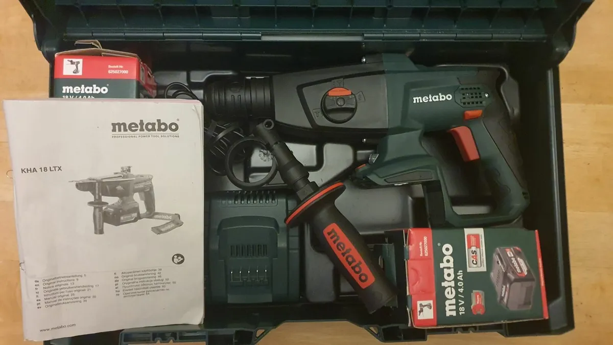 18V Cordless Metabo SDS Hammer Drill Kit - Image 2