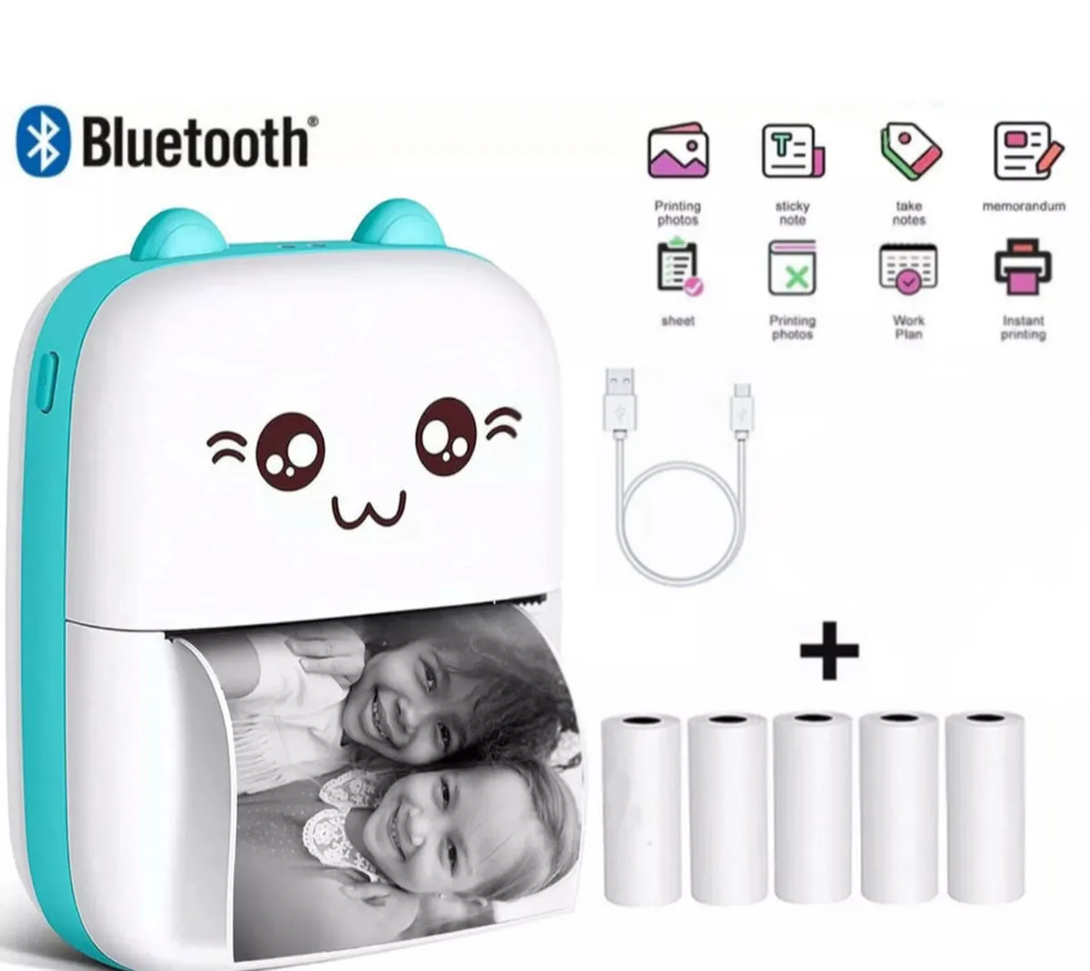 NEW Mini Bluetooth Thermal Printer + 5 Rolls - Image 1