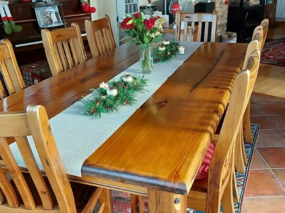 Large dining table and 8 chairs - Image 1