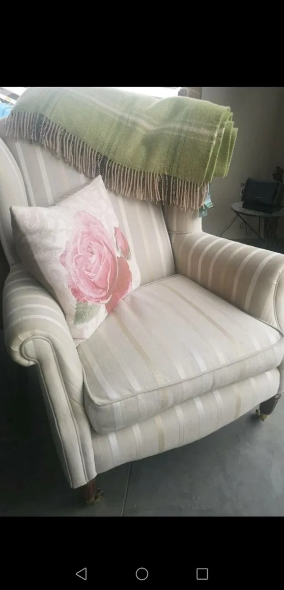 *CLEARANCE* Laura Ashley Wing Chair  Brass Castors - Image 2