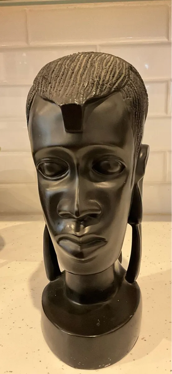 Large Heavy African Hardwood Bust - Image 2