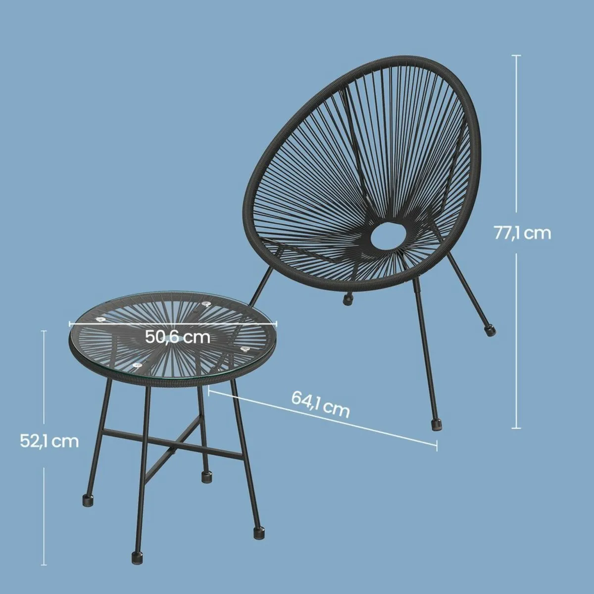 Garden furniture set, set of 3 - Image 4