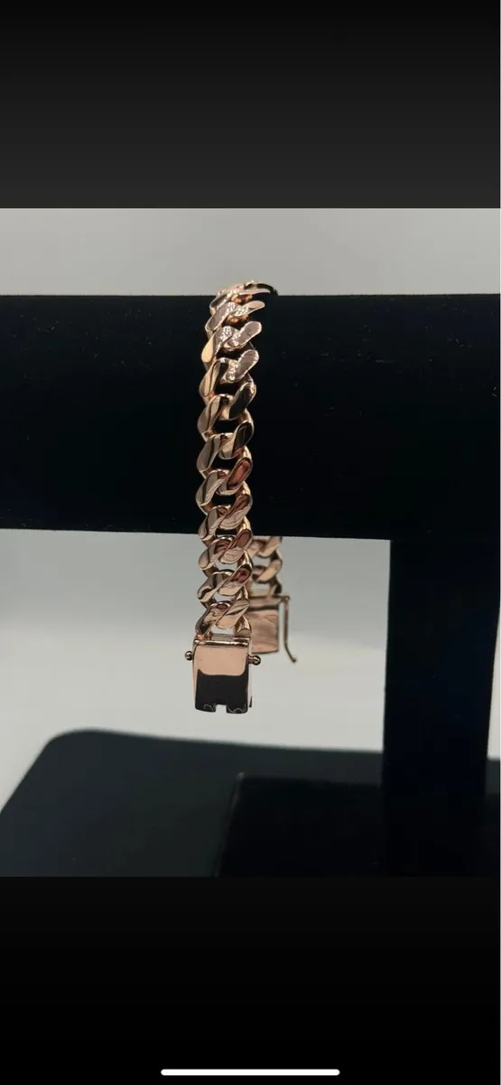 9ct rose/pink gold Miami Cuban bracelet - Image 1