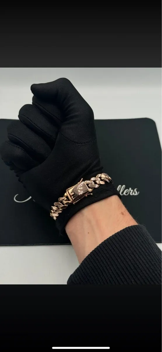 9ct rose/pink gold Miami Cuban bracelet - Image 3