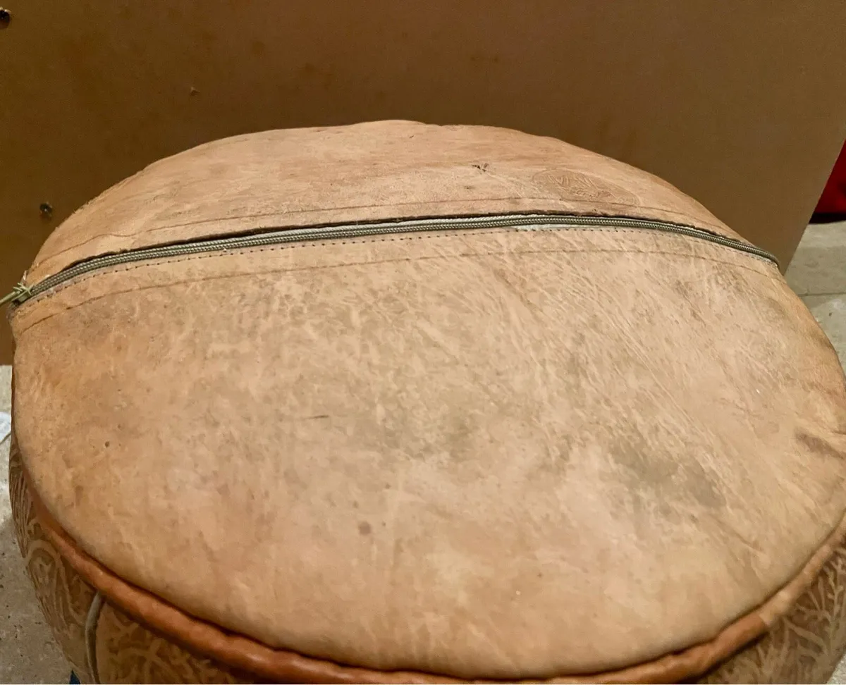 Leather Foot stool / poof - Image 3