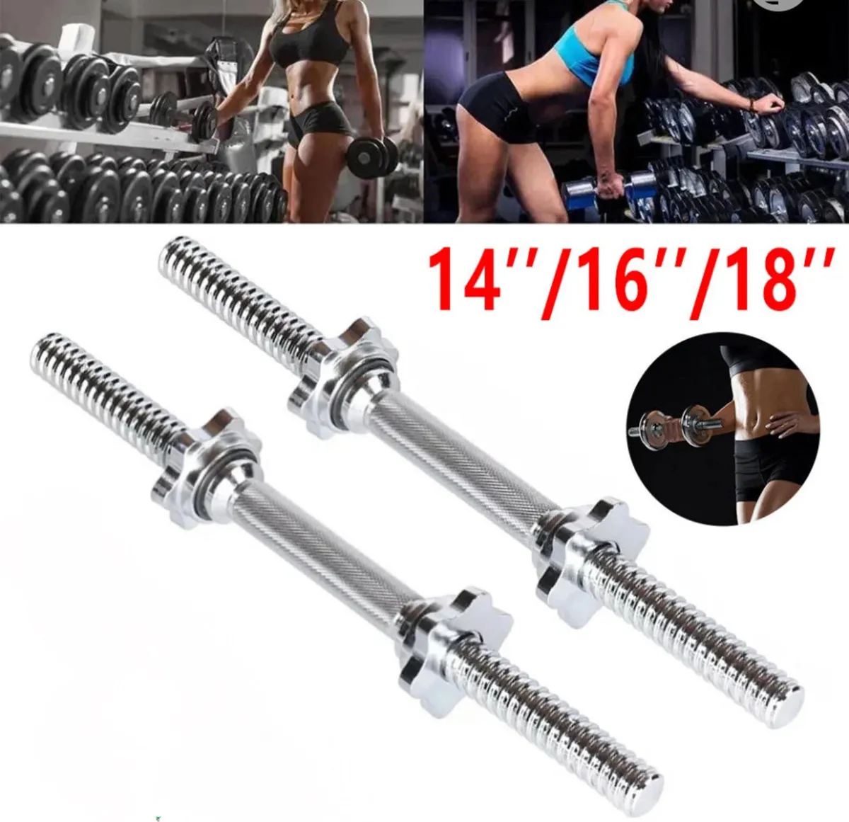 2 x Dumbbells Bar Set NEW 14” 16” or 18” - Image 1