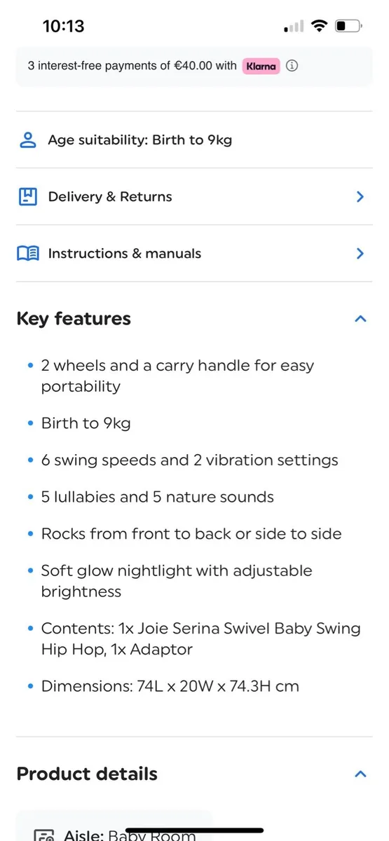 Joie baby swing - Image 2