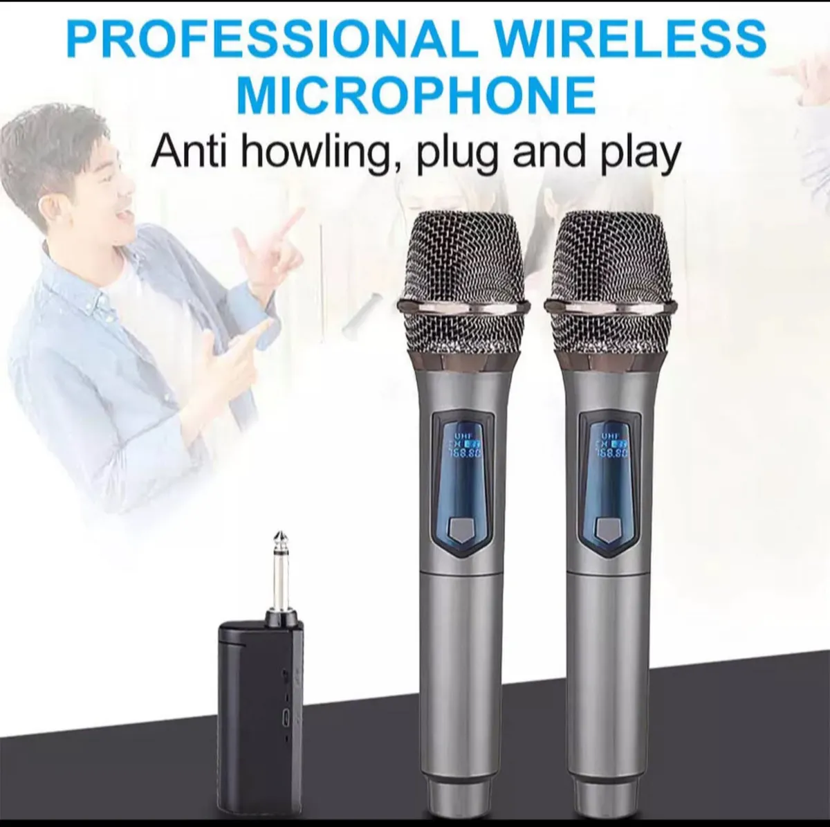 2x Wireless Microphone UHF Rechargeable - Image 3