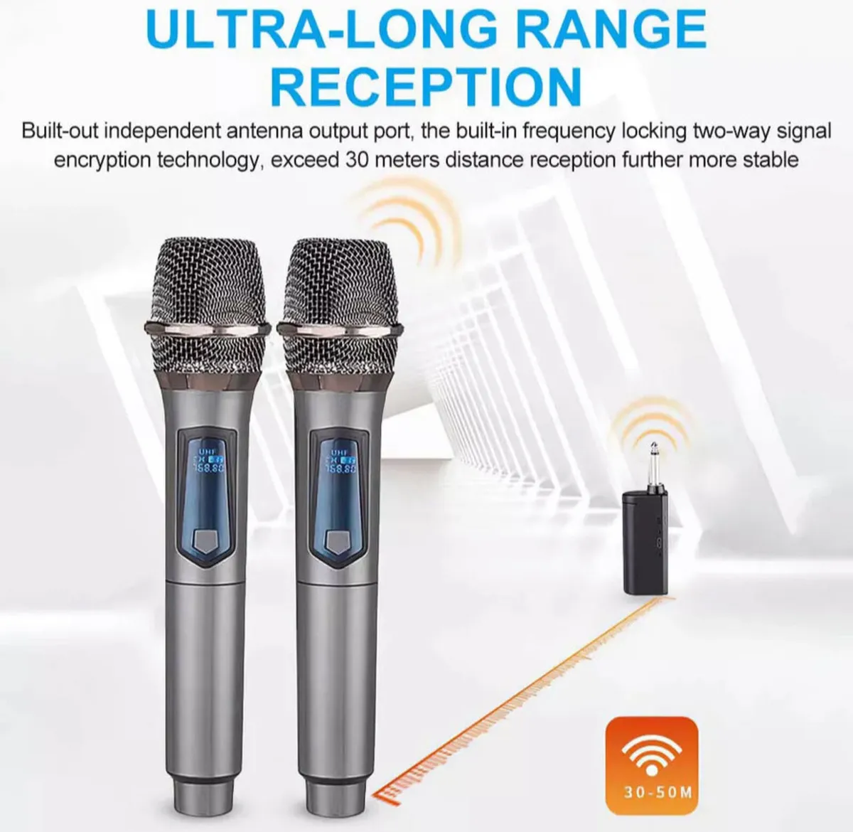 2x Wireless Microphone UHF Rechargeable - Image 4