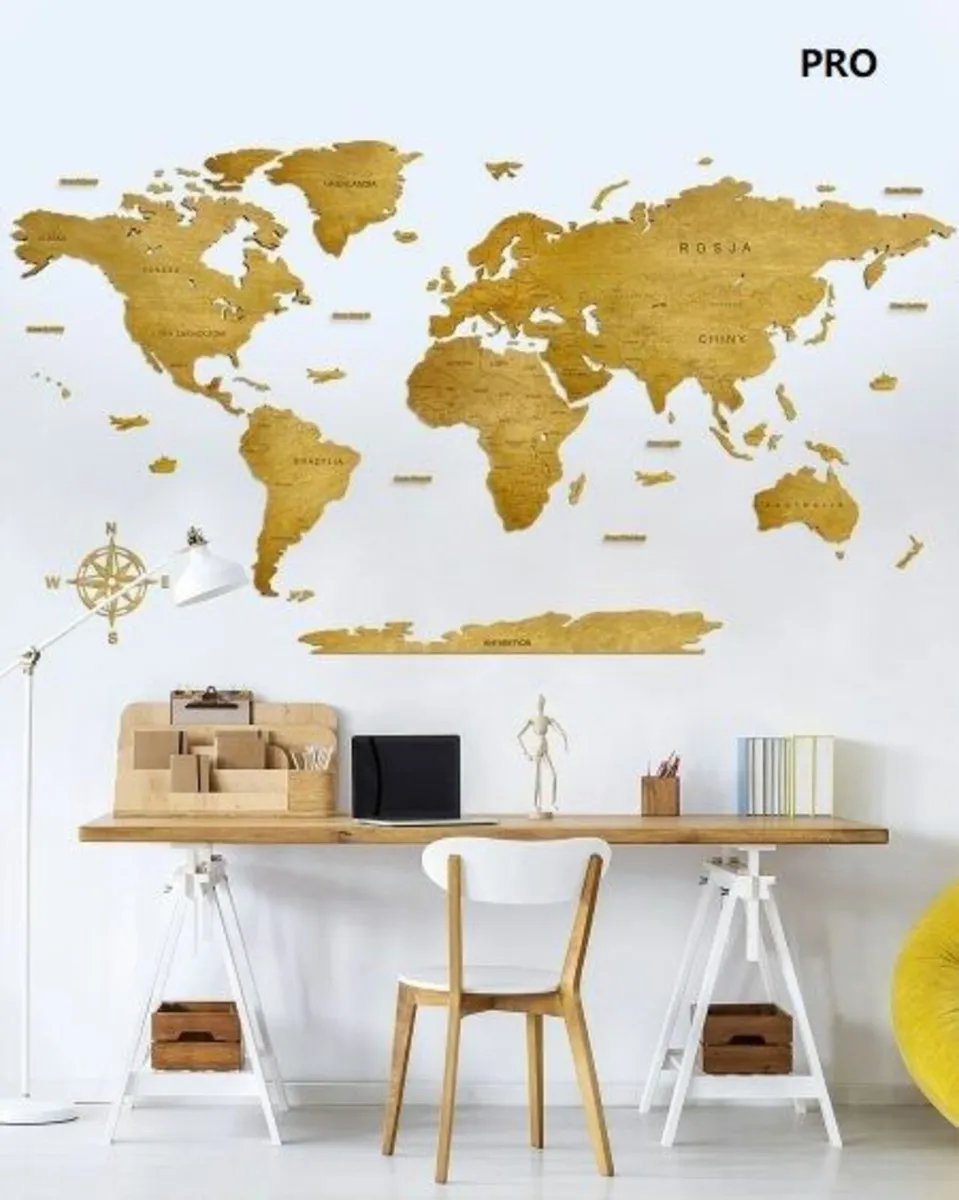 Wooden Map Wall Decoration Decor - Image 1