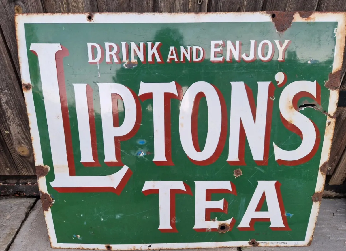 VINTAGE RARE ENJOY LIPTON’S enamel sign - Image 1