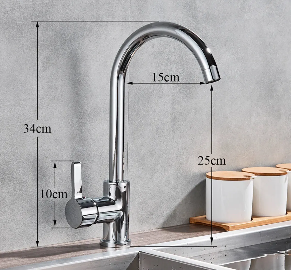Kitchen Sink Mixer Tap Swivel Single Lever - Image 4