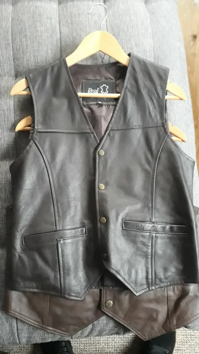 Dark Brown Leather Waistcoat - Image 1