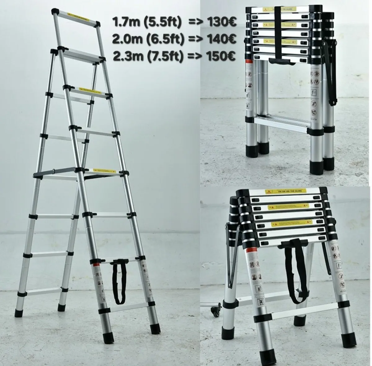 Telescopic Foldable Step Ladder Aluminium Podium - Image 3