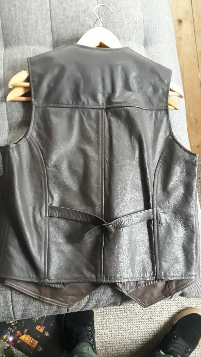 Dark Brown Leather Waistcoat - Image 2