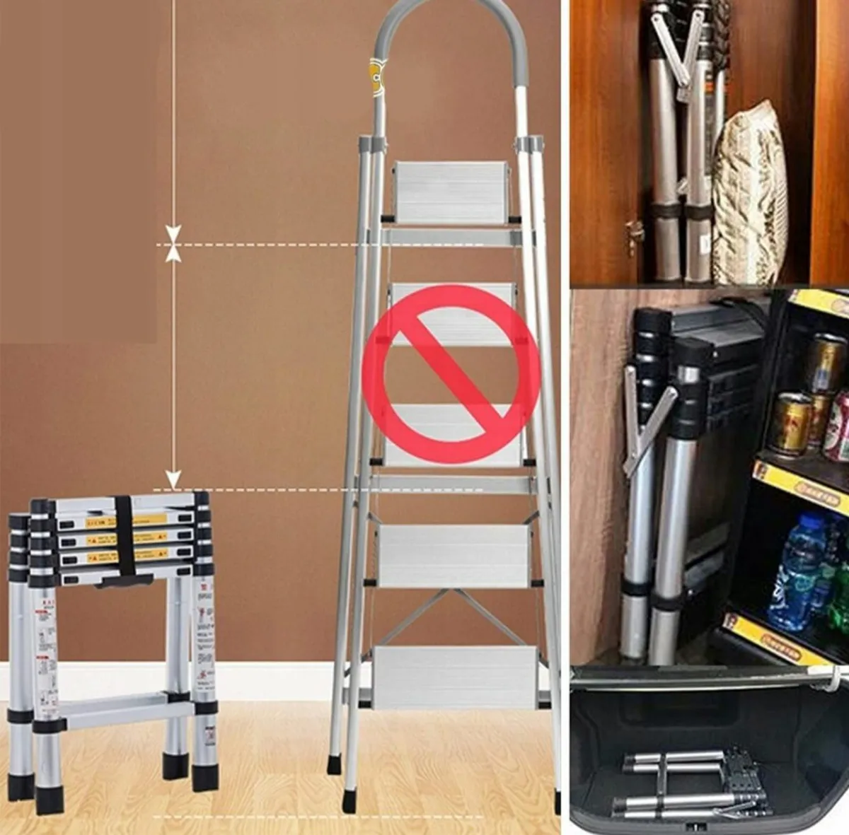 Telescopic Foldable Step Ladder Aluminium Podium - Image 4
