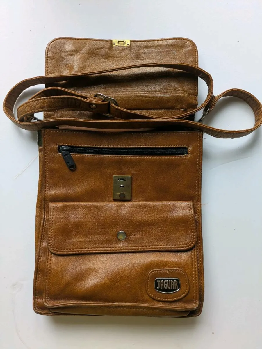 Vintage Jaguar Brown Leather Messenger Bag - Image 3