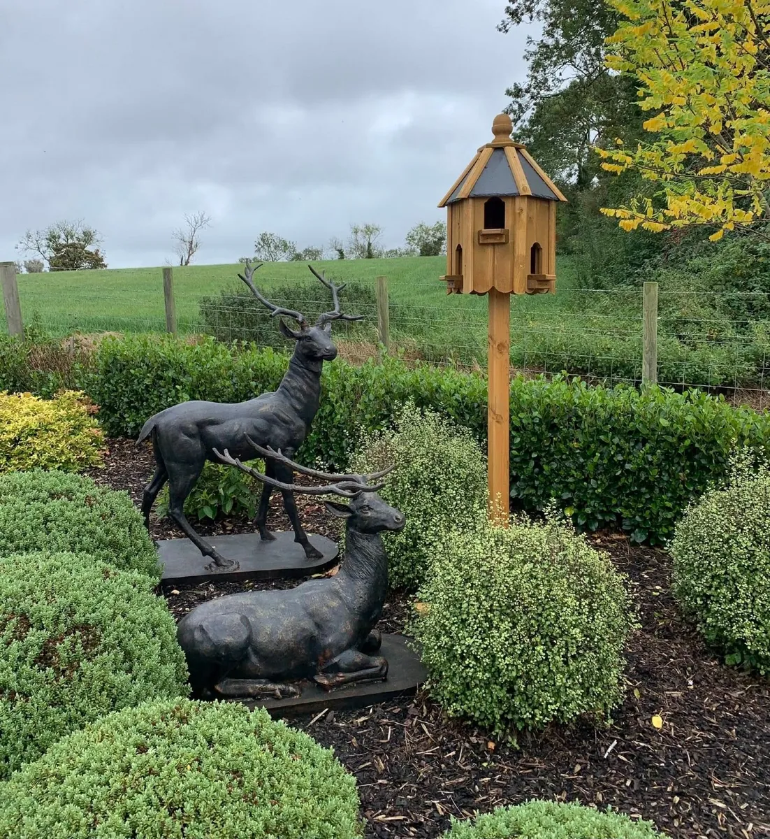 Pair of Cast Iron Standing & Laying Reindeer - Image 2