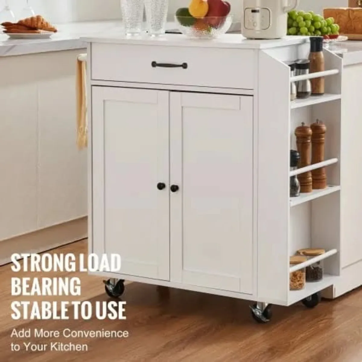 Kitchen Island Cart, 32" Mobile Carts with Storage - Image 3