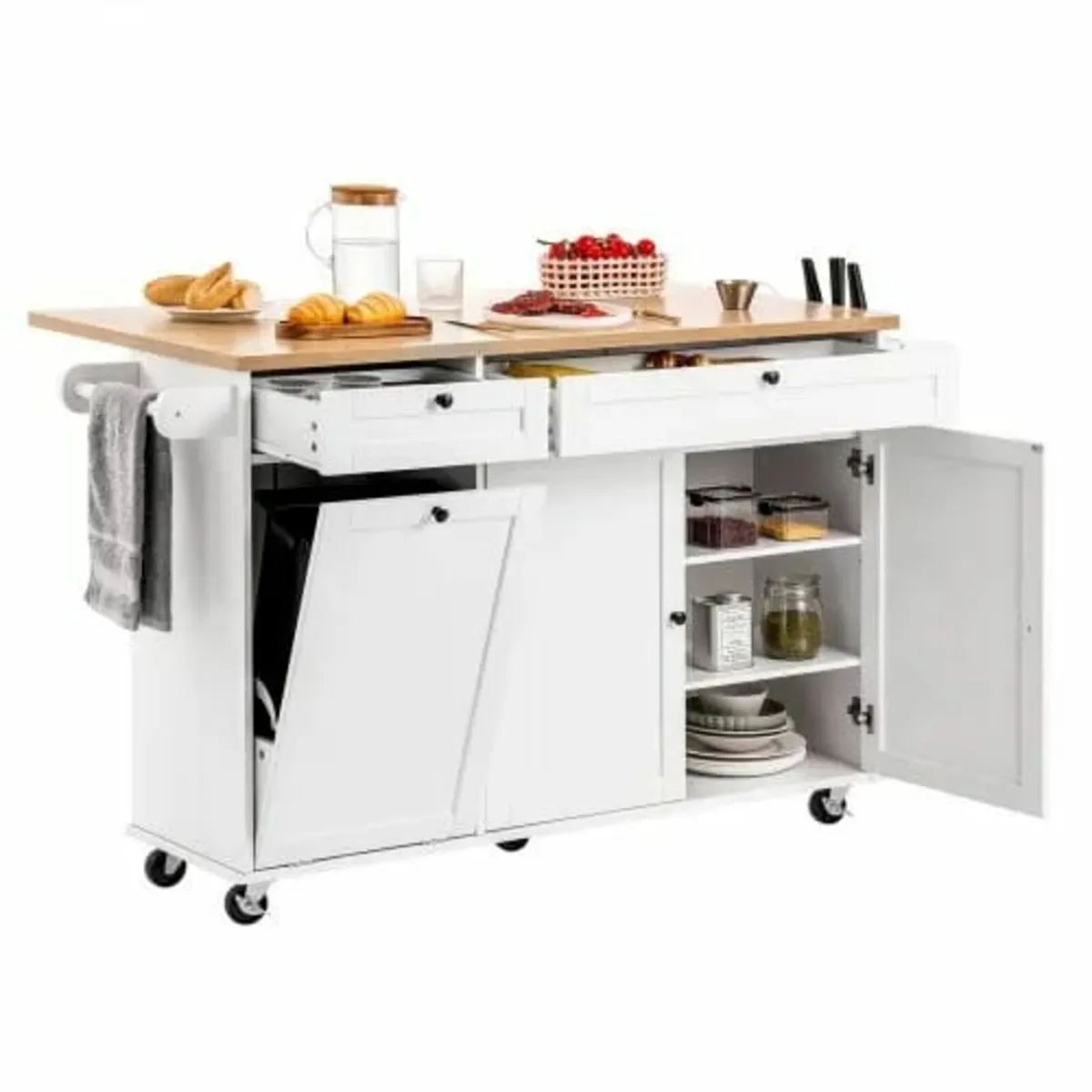 Kitchen Island Cart with Storage, 153 cm Wide Mobi - Image 1