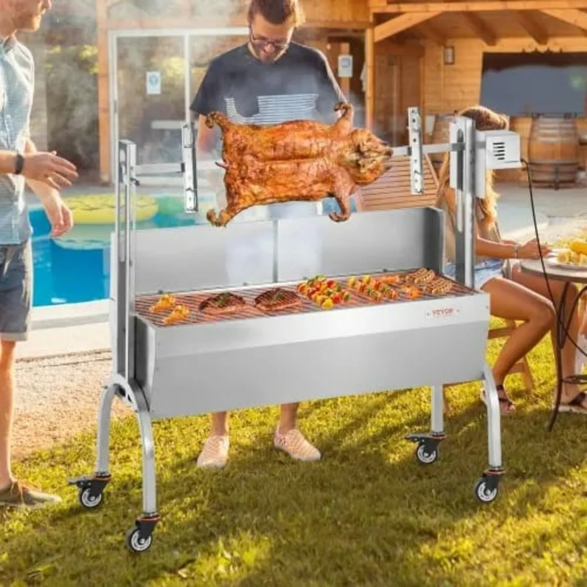 Roaster Spit Rotisserie BBQ Grill Pig Lamb Chicken - Image 2