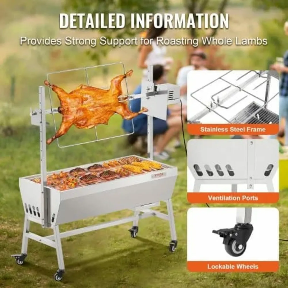 Upgrade Rotisserie Grill, 35 Inch 90 Lbs Capacity, - Image 3