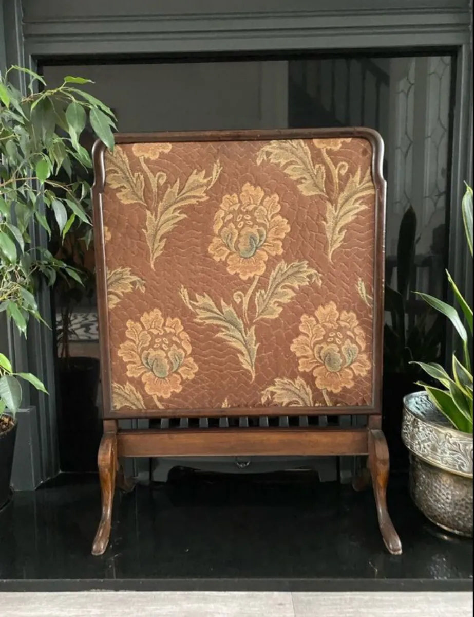 Mahogany and Tapestry Fireplace Screen - Image 1