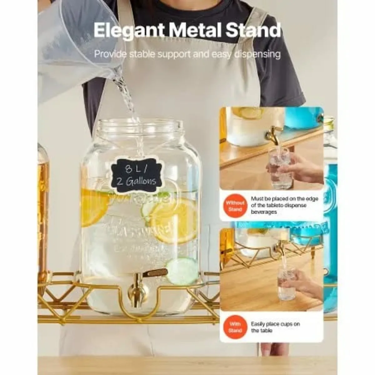 Beverage Dispenser, 3 Pack 8L Drink Dispensers for - Image 4