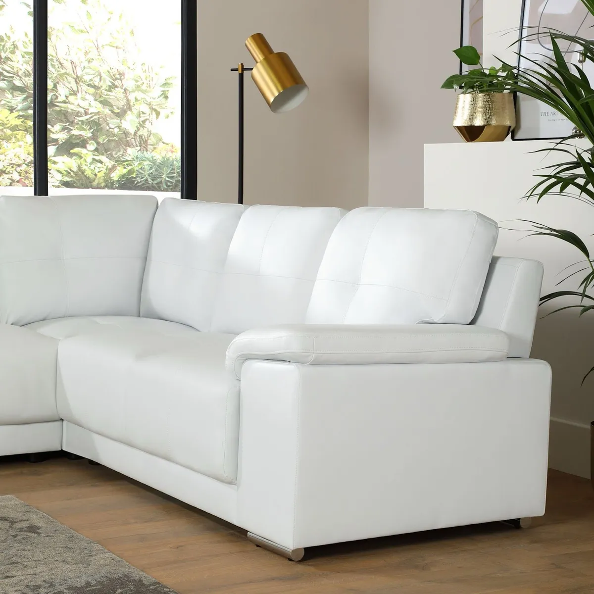 New Corner sofa leather in white color 50% off - Image 2