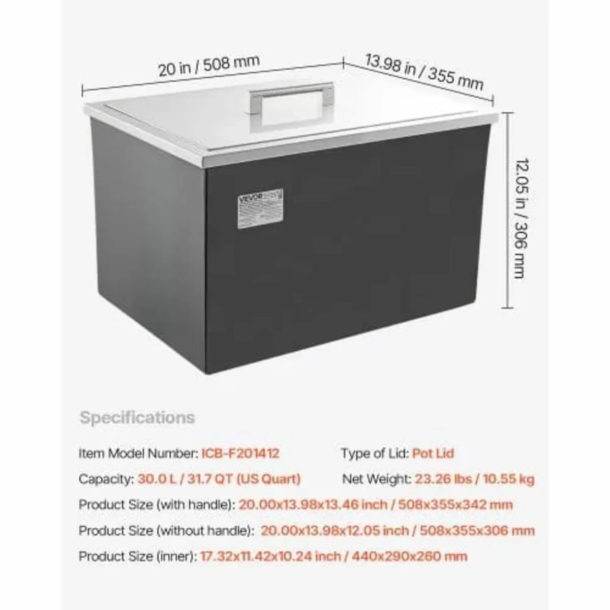 Drop in Ice Chest, 20"L x 14"W x 12"H (508 x 355 x - Image 3